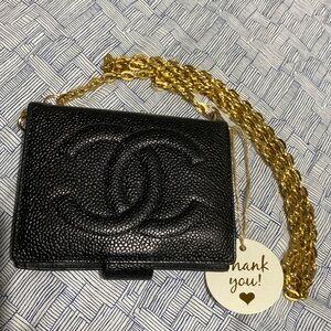 Chanel caviar wallet -converted to a WOC. Small and there is an insert included